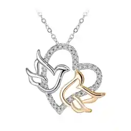 Swarovski Elements Crystal 18K Gold Plated 925 Sterling Silver Pigeon Heart Pendant Necklace For Women Ladies Girls Gift Package J.Rosée Fashion Jewelry Jr540