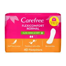 Carefree Daily Panty Liners, Flexicomfort, Aloe, Pack Of 40