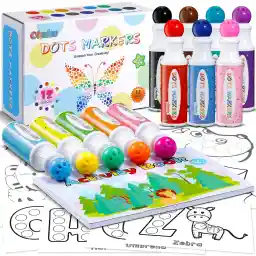 Ohuhu Markers for Kids: Washable 12 Colors Dot Marker for Children (3 Ages +), 40 ml (1.41 oz) with Coloring Book for Preschool Kindergarten Home Safe Non-Toxic Kids Markers