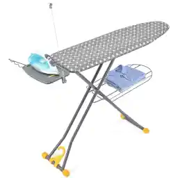 APEXCHASER Ironing Board, Iron Board with Unfolding Garment Rack, Extra Thick Heat Resistant Cover, Iron Rest, 7 Height Adjustable, Anti-Skid Feet 13x43 Yellow