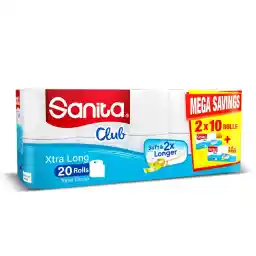 Sanita Club Toilet Tissue Plain-Pack Of 20 Rolls ,2 Ply
