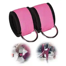 Fitness Ankle Strap, ELECDON 2 Pcs Ankle Strap For Cable Machines Kickbacks Glute Workouts Leg Extensions Curls and Hip Abductors for Women (Pink)