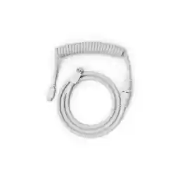 Glorious Coiled Keyboard Cable – Coiled USB C Cable Artisan Braided Cables for Mechanical Gaming Keyboard Coiled Cable - Custom Keyboard Cable (White)