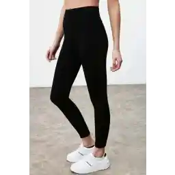 GRIMELANGE Monroe Kadın Comfort Kalıp Geniş Bel Lastikli Toparlayıcı Tam Boy Siyah Tayt