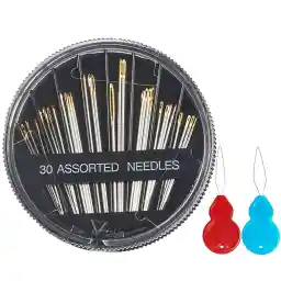 Eketirry Premium Hand Sewing Needles，30-Count Assorted Needles for Sewing Repair, 6 Different Sizes Sewing Needles with 2 Threaders (Black,1)