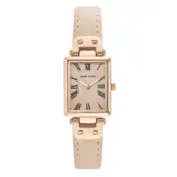 Anne Klein AK3752RGBH Leather Strap Watch for Women, Rose Gold/Blush Pink