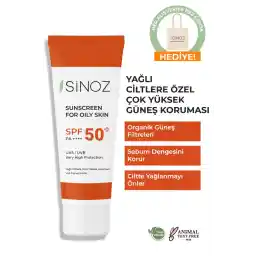 Sinoz SPF50+ Yağlı Ciltler İçin Sıvı Yüz Güneş Kremi 50ml-Yeni Nesil Güneş Filtreleri Hibrit Formül PA++++