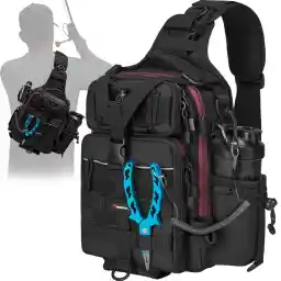 Piscifun Fishing Tackle Storage Bag Outdoor Shoulder Backpack Cross Body Sling Bag Standard(11.8 * 8.3 * 3.9inch)-Khaki