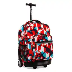 J World New York Sunrise Kids Rolling Backpack for Girls Boys Teen. Roller Bookbag with Wheels