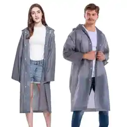 Raincoat Rain Poncho for Adults, 1 Pack EVA Rain Poncho for Women and Men Reusable Raincoat Jacket Packable for Family Fishing/Travel/Emergency/with Hood and Elastic Sleeving