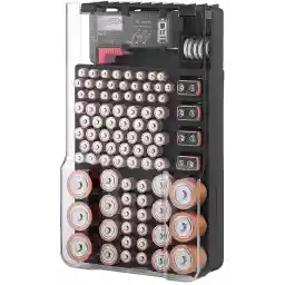 The Battery Organizer TBO1531 The Batt Storage Case with Hinged Clear Cover, Includes a Removable Tester, Holds 93 Batteries Various Sizes 93 Batteries SG_B07LH5YD13_US
