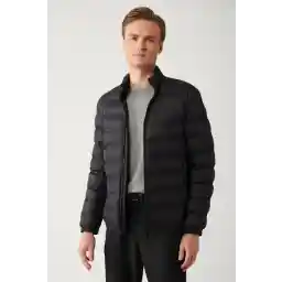 Avva Erkek Siyah Dik Yaka Su Itici Rüzgar Geçirmez Hafif Şişme Mont E006019