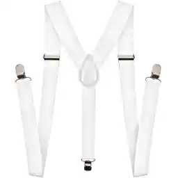 NAVISIMA Unisex Adjustable Elastic Y Back Style Suspenders 6 Pack, White
