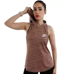 تاپ ورزشی زنانه طرح نایک رینگ کلاه دار KHS | نارنجی/طوسی