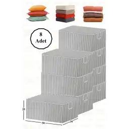 جعبه ذخیره سازی راه راه خاکستری 8 تکه NUTEX زیر پایه 50x30x20