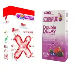 کاندوم ایکس دریم مدل Hot بسته 12 عددی به همراه کاندوم تاخیری کدکس مدل Double Delay بسته 10