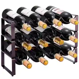 Funito Metal 3 Tier Stackable Wine Rack Holder Storage (Hold 12 Bottles)