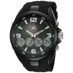 MEN'S BLACK STRAP ANA DIGI SPORTS WATCH