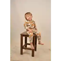 ست لباس خواب 14937 14937 و 4 فصل دخترانه پسرانه با طرح خرس عروسکی طرح کمر باریک