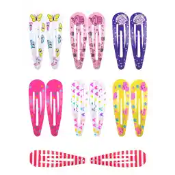 Yellow Chimes Combo of 7 Pairs Printed Snap Hair Clips Hair Accessories for Girls Kids Women (Pack of 14) - Medium