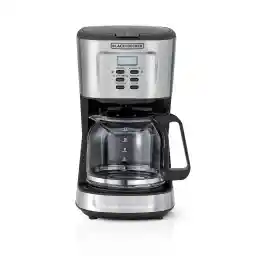 BLACK+DECKER 12-Cup Coffee Maker, 900W Programmable Drip Coffee Machine, 1.5L Glass Carafe, 24-Hour Timer, Keep Warm Function, LCD Display, Auto Shut-Off, Boil Dry Protection, Black - DCM85-B5