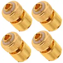 ELECDON Hose Connector, 4Pcs Brass 1/2 Inch Garden Hose Connector Garden Watering Water Tap Hose Adaptor Fitting