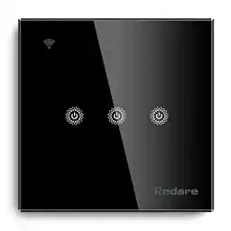 Redare WiFi Smart Wall Light Switch,Alexa Smart Switch,WiFi Light Switch No Neutral,No Neutral Wire Required,No Hub Required,Compatible with Alexa and Google Home(Black 3 gang)