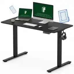 FLEXISPOT EN2 Whole-Piece Standing Desk with Clamp Power Strip, 55 x 28” Electric Stand Up Height Adjustable Desk with Cable Management (Black Frame + 55" Black Top, 2 Packages)