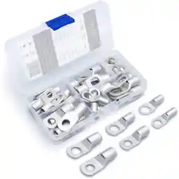 ELECDON Heavy Duty Tinned Copper Wire Lugs - Battery Cable Ends - Crimp Wire Connectors -Tinned Copper Eyelets, Tubular Ring Terminals - 6-2 AWG 30 PCS