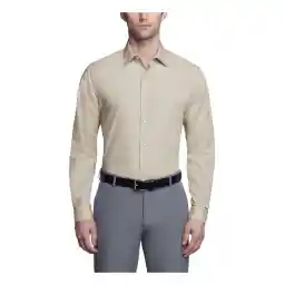 Van Heusen mens Poplin Fitted Solid Point Collar MNS Dress Shirt