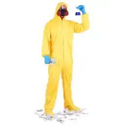 Fun World Hazmat Suit & Mask Costume, Yellow, Standard
