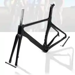 Carbon Fiber Road Bike Frameset Disc Brake Bicycle Frame for 700c Wheels BB386 Thru Axle F12x100/R12x142mm 46cm/48cm/50cm/52cm/54cm Frame Bike with Fork (Color : Black, Size : 46cm)
