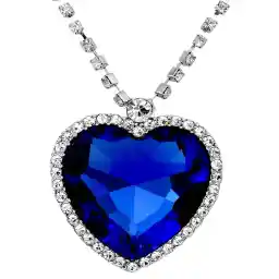 Yellow Chimes The Blue Ocean Heart Austrian Crystal Pendant With Studded Chain For Girls And Women. Perfect To Gift!