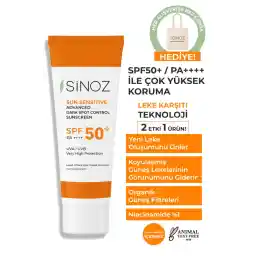 کرم ضد آفتاب موثر صورت سینوز SPF 50 ضد لک حاوی نیاسینامید محافظ بالا 50 میلی لیتر