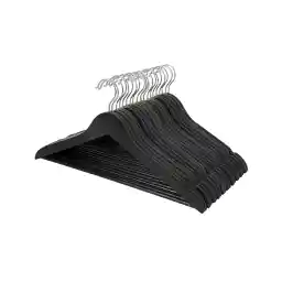 رخت آویز کت و شلوار چوبی Amazon Basics - مشکی، بسته 20