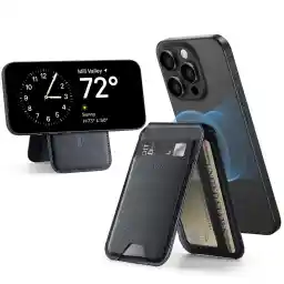 ESR Card Wallet with MagSafe, HaloLock Leather Wallet with MagSafe, Adjustable Stand, Magnetic Wallet 3 Card Holder for iPhone 16/15/14/13/12 Series, Not for iPhone 13/12 Mini, Black