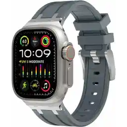 Dado Liquid Silicone Rubber Bands Compatible with Apple Watch Series 10 | Ultra 2 | 9 | 8 Ultra | 8 | 7 | 6 49/46/45/44/42 mm, Luxury Rubber Strap with Stainless Steel Adapter