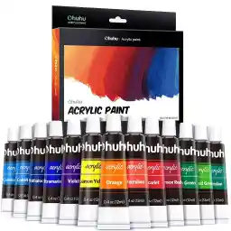 Ohuhu Acrylic Paint Set for Beginners - 24-Pack of 12mL/0.42oz Art Paints for Canvas, Rock Painting, Wood, Ceramics and Fabrics - Craft Painting Supplies for Artists, Students' Class Holiday Gift Idea