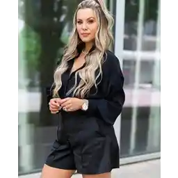 شورت ساتن مشکی زنانه The Drop توسط @kerrently