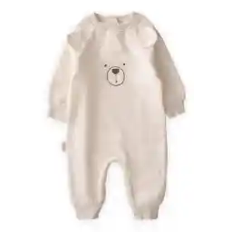 Cigit Ayı Nakışlı Tulum 0-3 Yaş Ekru