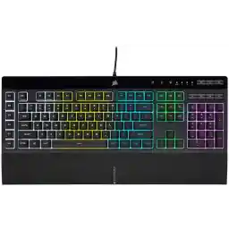 Corsair 15666435 K55 RGB Pro Gaming Toetsenbord (Qwerty US, RGB-verlichting, Macro toetsen, IP42 stof- en waterbestendig, afneembare polssteun, meadia- & volume toesten),Zwart