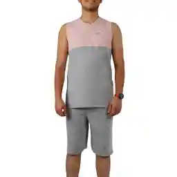 ست رکابی شلوارک ورزشی مردانه طرح نایک ستارگان DMK | صورتی/طوسی