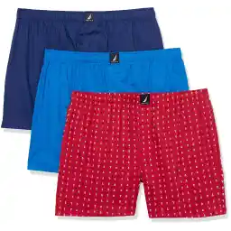 Nautica mens Cotton Woven 3 Pack Boxer Boxer Shorts