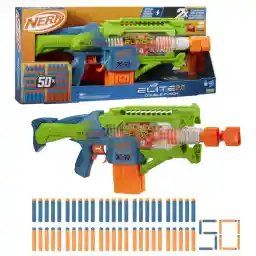 Nerf Elite 2.0 Double Punch gemotoriseerde dartblaster, snelwissellopen, 50 Nerf Elite-darts, 2x magazijnen voor 10 darts, vanaf 8 jaar