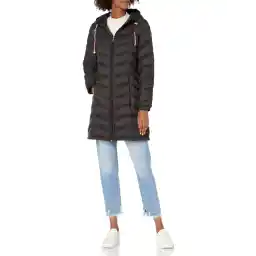 Tommy Hilfiger Women's Mid Length Chevron Quilted Packable Down Jacket