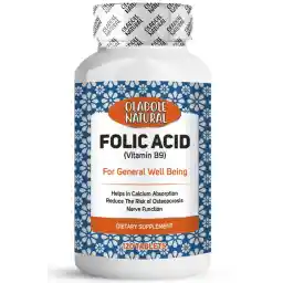 Oladole Natural Folic Acid- 1000mcg (120 Tablets) | Essential Vitamin B9 For Pregnancy, Heart Health & Energy, Immune Health, Calcium Absorption, Improves Nerves Function | Non- GMO, Gluten Free