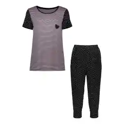 ست تی شرت آستین کوتاه و شلوار زنانه ناربن مدل 1521779-3410 رنگ مشکی