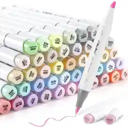 Ohuhu Pastel Alcohol Markers: 48 Pastel Colors Dual Tip Alcohol Brush Markers for Artist Adults Coloring Illustration - w/ 1 Colorless Blender - Brush & Chisel Tips - Honolulu Series (Sweetness)