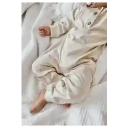 Cigit Manşetli Fitilli Tulum 0-3 Yaş Açık Bej