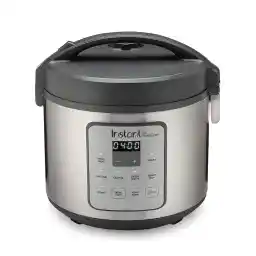 Instant Zest Rice And Grain Cooker 20 Cups Cooked (10 Cups Uncooked), 8 One Touch Smart Program, Non Stick Ceramic Inner Pot, Inp 140 5011 01 Gc, Black And Stainless Steel.